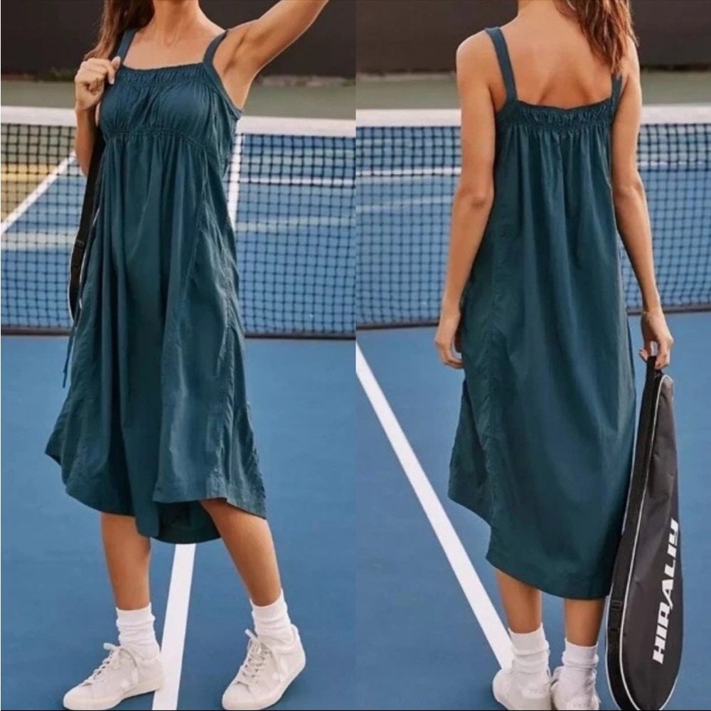 DAILY PRACTICE Anthropologie Keeseville Blue Sleeveless Smocked Dress